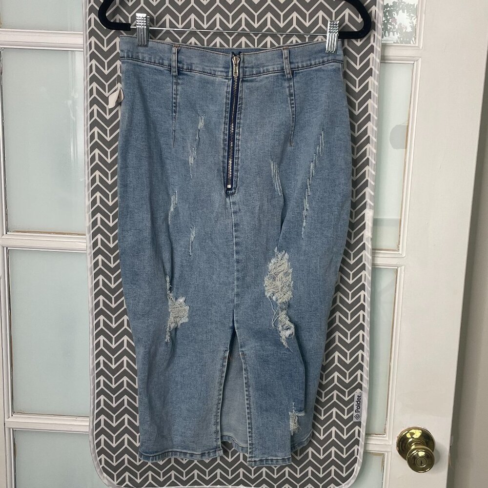 Blanc | Denim Midi Skirt